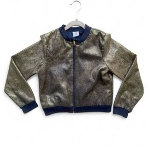 Wonder Nation Girls Metallic Bomber Jacket Size L(10/12).